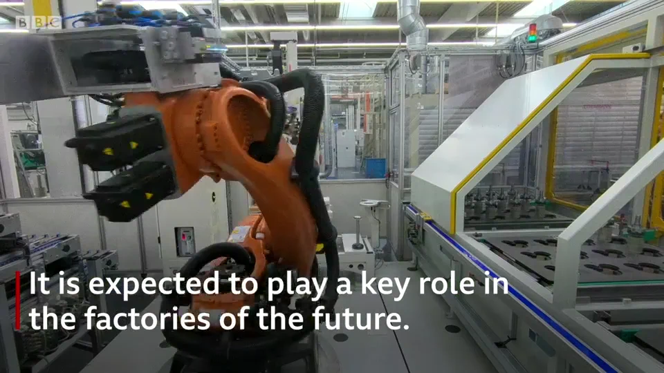 A robotic factory line in BBC's The Digital Factory
